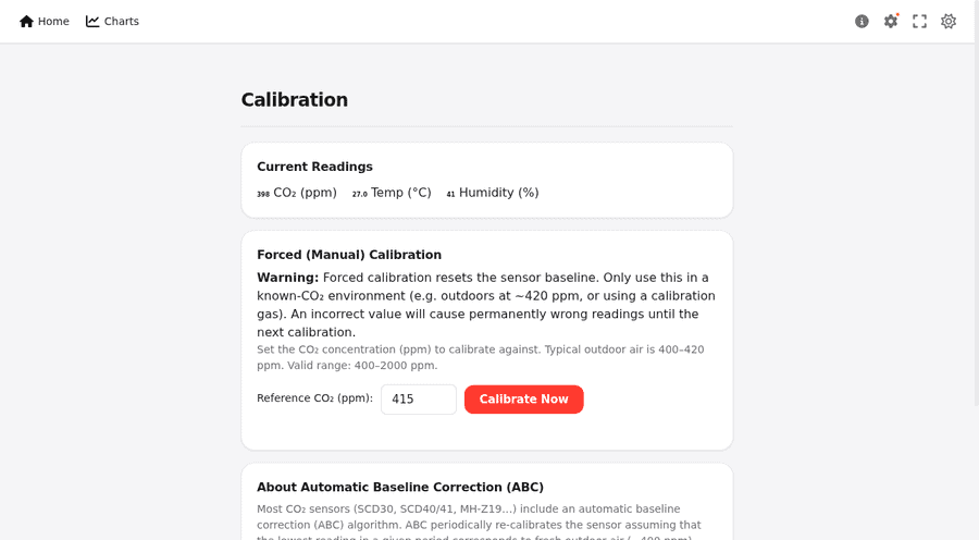 CO2 Gadget – Calibración FRC desde el navegador